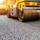 Background of asphalt roller that stack and press hot asphalt