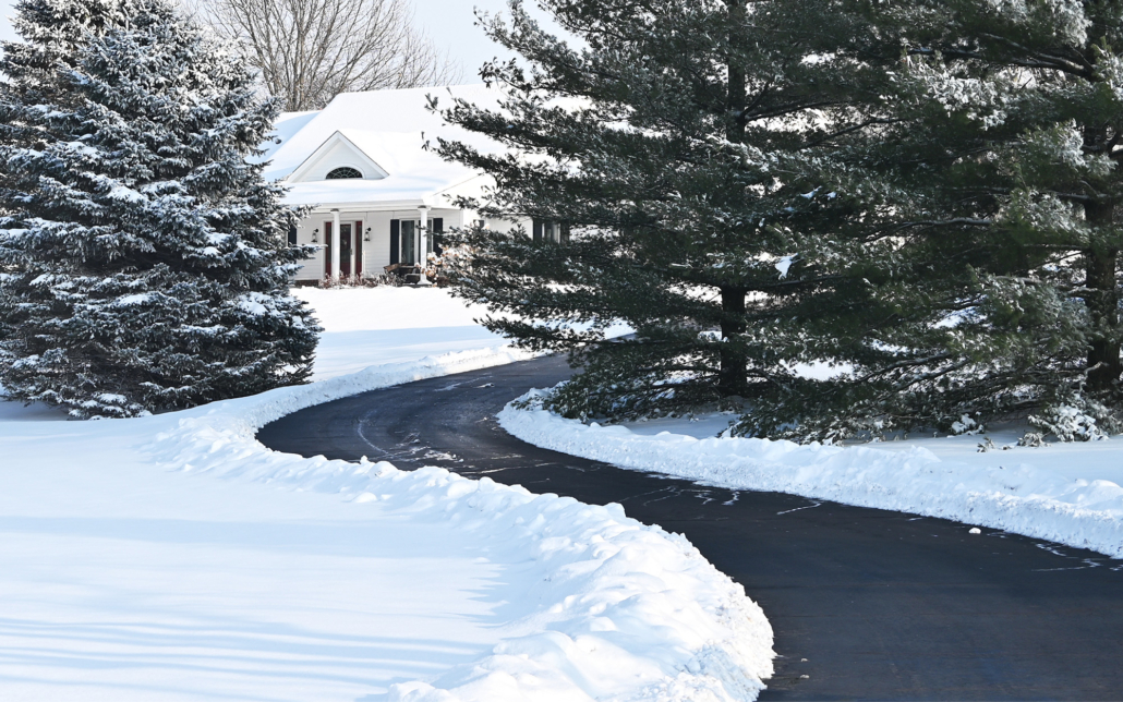 Asphalt Driveway In The Snow