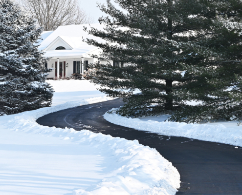 Asphalt Driveway In The Snow