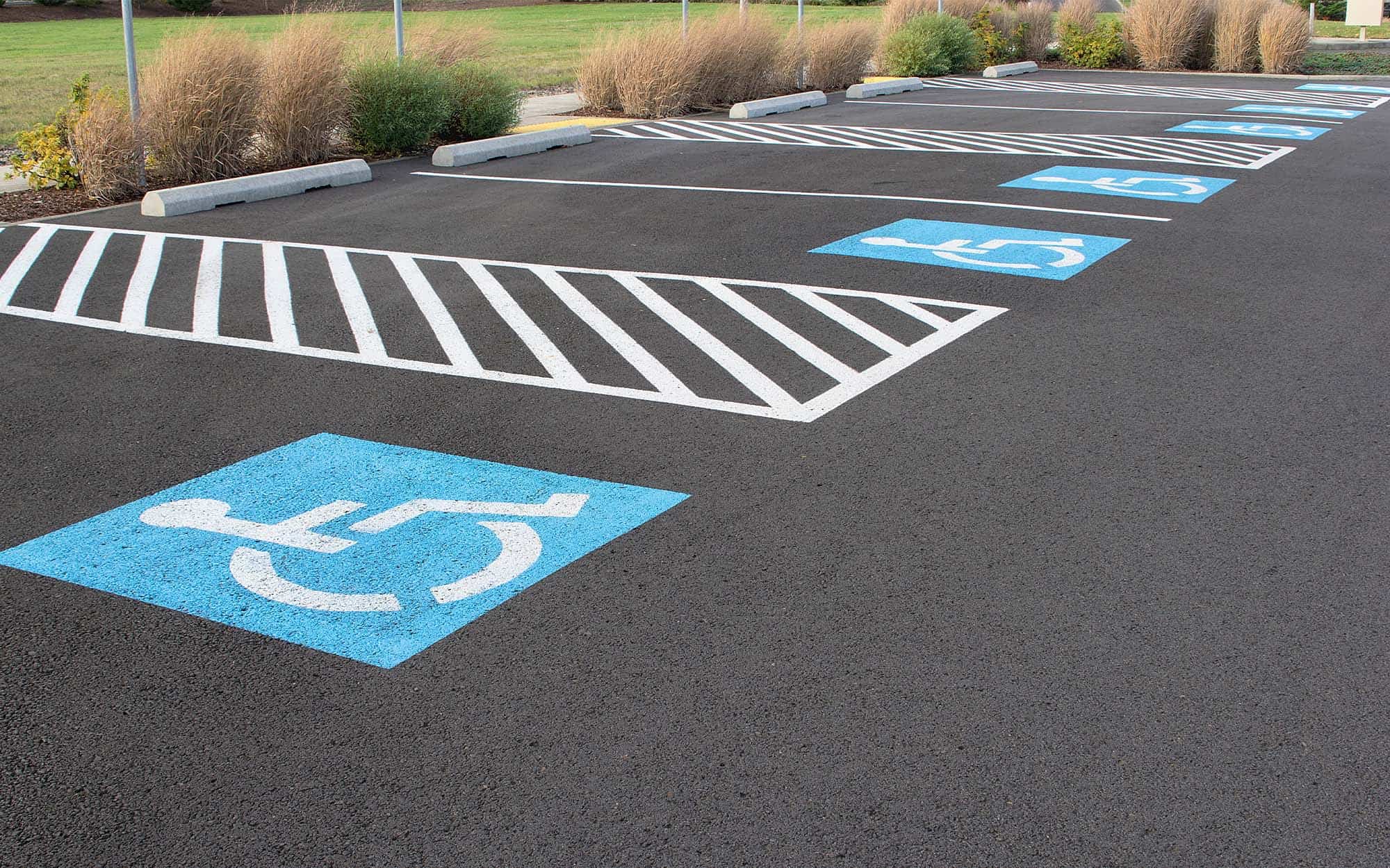 Asphalt Car Parking Lot Reserved For Handicap