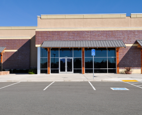 New Shopping Center Made Of Brick Facade